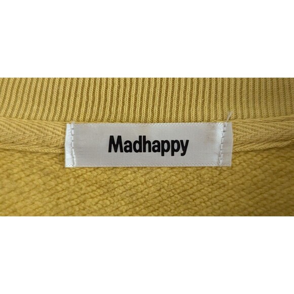 Madhappy Earth Day Recycle Fleece Crewneck Women's Size Medium Yellow Sweatshirt - Picture 2 of 6